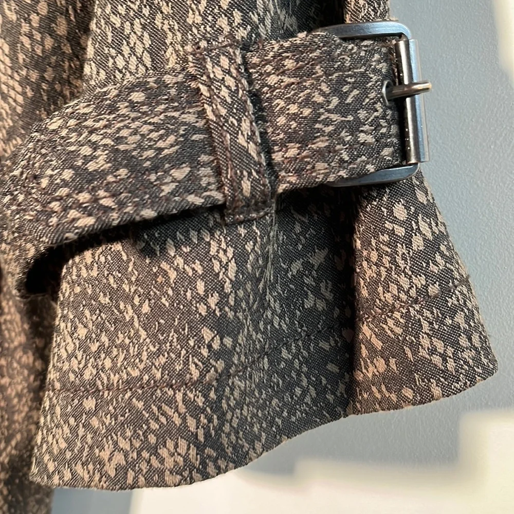 MICHAEL KORS Career Reptile Print DBL Breasted 3/4 SLV Cotton Trench Coat SZ M